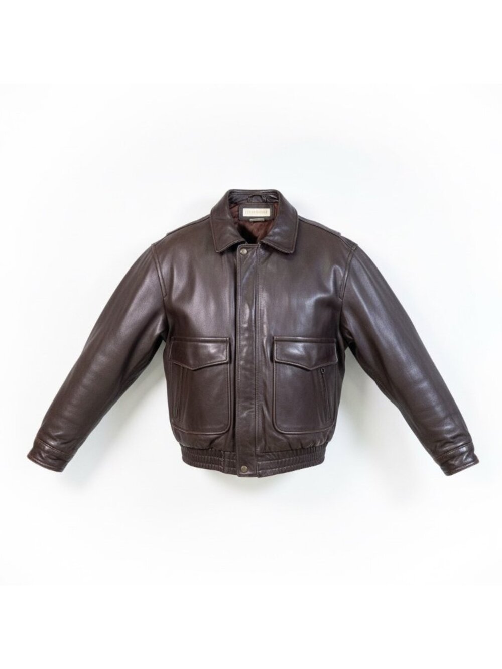 Banana Republic Mens Brown Leather Bomber Jacket Vintage Style Durable Size 42
